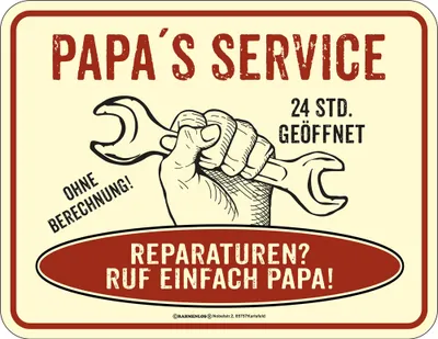 Produktbild von Papa's Service - Blech-Schild Spruch - Blechschild 22x17 cm
