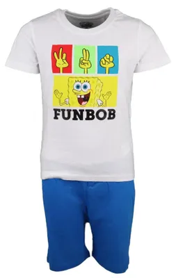 Produktbild von Spongebob Schwammkopf Kinder kurzarm Pyjama Schlafanzug – Blau / 104