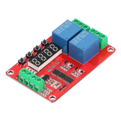 Image de Relais temporisé multifonctionnel à 2 canaux, à verrouillage automatique, module de temporisation (12V)
