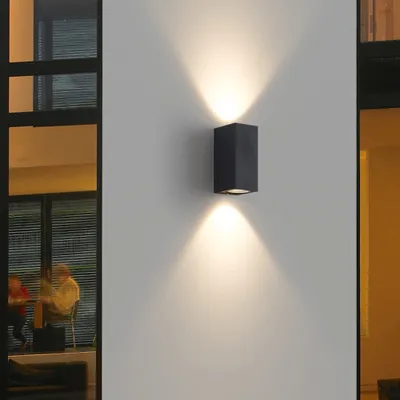 Obrázek produktu pro Moderní led nástěnné světlo, 12W nástěnné světlo nahoru a dolů nástěnné osvětlení teplá bílá 1200lm, IP65, pro obývací pokoj ložnice chodba, černá