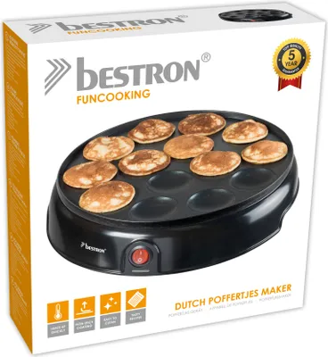 Immagine prodotto di Macchina per poffertjes Bestron dal design retrò, mini macchina per pancake, con rivestimento antiaderente, Sweet Dreams, 800 W, nero