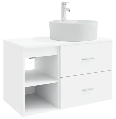 Immagine prodotto di Set di mobili da bagno, 2 pezzi, bianco, legno ingegnerizzato