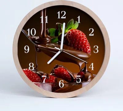 Produktbild von Holzuhr 30fi cm wanduhr - Erdbeeren Obst
