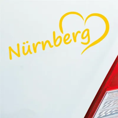 Produktbild von Auto Aufkleber Nürnberg Herz Stadt City Liebe Love Heimat 19x8 cm Gelb Sticker Heckscheibenaufkleber