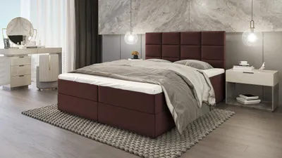 Obrázok produktu pre PREDAJ LEADER skriňová posteľ DENVER 200x200 cm čalúnená posteľ s dvoma zásuvkami, kompletná súprava s matracom a topperom (4 cm), hnedá, posteľná látka JASMINE 29