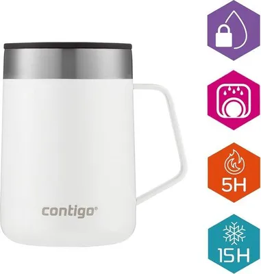 Image de Gobelet isotherme Famanu, 410 ml - en acier inoxydable, sans BPA, avec couvercle anti-fuite