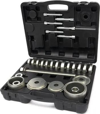 Immagine prodotto di Set di attrezzi per cuscinetti ruota, strumento estrattore di mozzi ruota, cuscinetti sferici, utensili per unità cuscinetto mozzo, kit di smontaggio per VW per Audi, Opel, Fiat, BMW, Ford, 31 pezzi Hbm