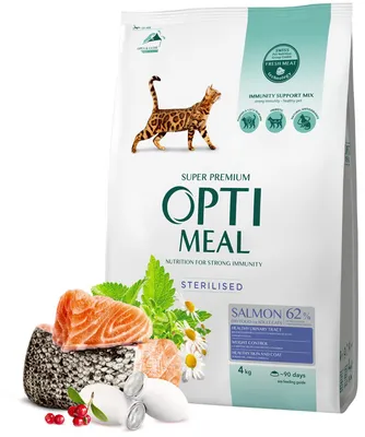Produktbild von Optimeal Alleinfuttermittel für ausgewachsene Katzen mit Lachs für sterilisierte Katzen–4kg