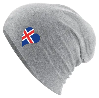 Produktbild von Huuraa Beanie Island Flagge Herz Heather Grey One Size Baumwolle und Elasthan Mütze Geschenkidee