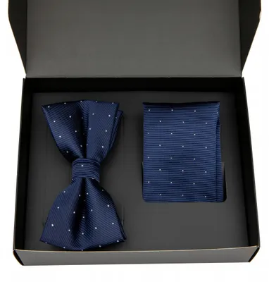 Produktbild von Ankani 041MP Herren Fliege und Einstecktuch Set marineblau