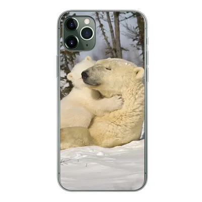 Produktbild von MuchoWow® Handyhülle Schutzhülle Hülle für iPhone 11 Pro Max Eisbär - Schnee - Höhle - Jungtier Silikon Softcase Handy Hülle - Schutz