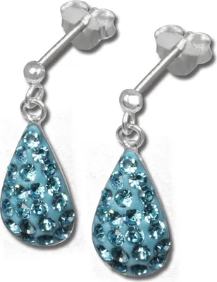 Produktbild von SilberDream hellblau Ohrringe Tropfen Zirkonia 925 Silber Ohrstecker GSO403H