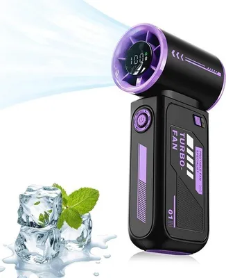 Zdjęcie produktu dla Wentylator składany, 3600 mAh, złącze mini USB, 100-stopniowa regulacja prędkości, idealny w podróży, na świeżym powietrzu, na kempingu, w domu i w biurze (czarny i fioletowy)