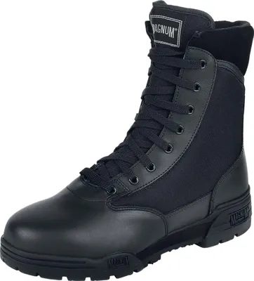 A single black boot is shown against a white background.