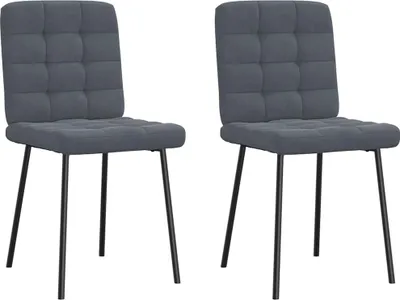 Image de Chaises à manger lot de 2 Gris foncé Velours