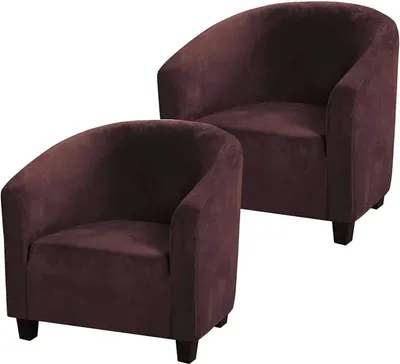 Obrázek produktu pro 2 kusy Klubové křeslo Slipcover Křeslo Cover Stretch Velvet Sofa Cover Elastická vana Křeslo Cover Křeslo Cover pro Club Chair Lounge Chair Cocktail Chair （Dark Brown）