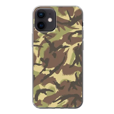 Produktbild von MuchoWow® Handyhülle Schutzhülle Hülle für iPhone 12 Camouflage-Muster in natürlichen Farben Silikon Softcase Handy Hülle - Schutzhülle