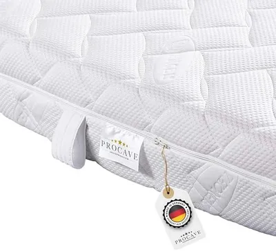Zdjęcie produktu dla Pokrowiec na materac z lyocellu, pikowany, z zamkiem błyskawicznym po 4 stronach i 4 uchwytami, wykonany w 100% w Niemczech, o wymiarach 160x200 cm, przeznaczony do materacy o wysokości 25 cm
