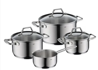 Imagen del producto de Juego de ollas y sartenes kelaTopfset, 4 piezas, Lucca, acero inoxidable 18/10, modelo 10400