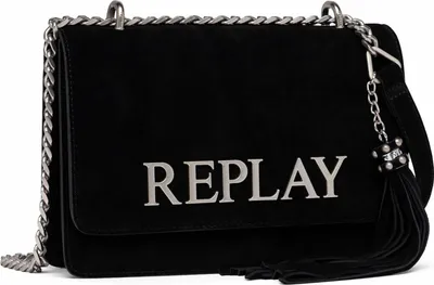 Produktbild von REPLAY Leder Umhängetasche Crossbody Bag Black schwarz