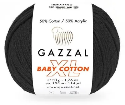 Obrázek produktu pro Příze Gazzal Baby Bavlna XL 3433, barva černá - pro pletení a háčkování