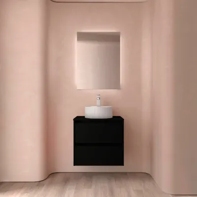 Produktbild von Badezimmermöbel BALTIC 700 2 Schubladen BLACK SATIN + Waschtisch-Platte