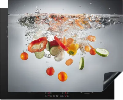 Produktbild von KitchenYeah© Herdabdeckplatte Gemüse - Wasser - Gurke , 65x52cm, Küche Deko, Glaskeramikkochfeld Herdabdeckung, Abdeckplatte fùr Kochfeld