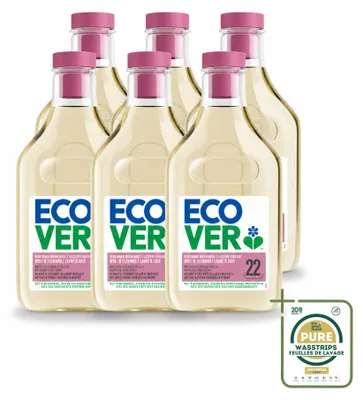 Produktbild von 6 x Ecover Feinwaschmittel Wolle & Feines - Wasserlilie & Honigmelone - 1 Liter - Vorratspackung - 6 Stücke