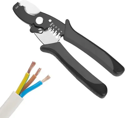 Produktbild von Drahtschneider, Abisolierzange, Kabelschneider, Elektrokabelschneider, robustes 2-in-1-Kabelschneidwerkzeug