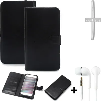 Produktbild von K-S-Trade Wallet Case Handyhülle kompatibel mit Motorola Moto E Schutzhülle Flip cover Flipstyle Tasche Hülle Flipcover Slim Bumper schwarz + in