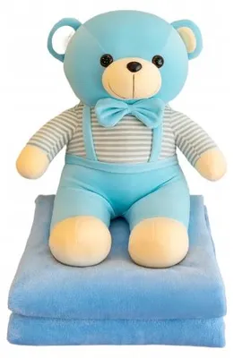 Produktbild von Granda Plüschtier Bär mit Decke Blau 3-in-1