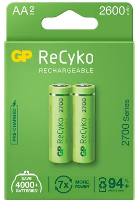 Produktbild von GP Batteries AA, Wiederaufladbarer Akku, AA, Nickel-Metallhydrid (NiMH), 1,2 V, 2 Stück(e), 2600 mAh