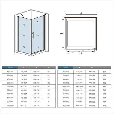 Produktbild von Duschspa 100x76cm Eckdusche Duschabtrennung Einzeltür H.195cm Duschkabine Schwingtür 6mm ESG Nanoglas