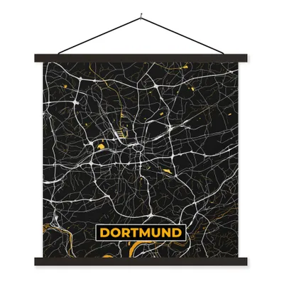 Produktbild von MuchoWow® Textilposter Dortmund - Gold - Deutschland - Karte - Stadtplan 40x40 cm mit schwarzem Rahmen - Fotos