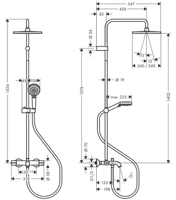 Obrázok produktu pre HANSGROHE 26900670 Sprchová rúra 240 1jet Vernis Shape