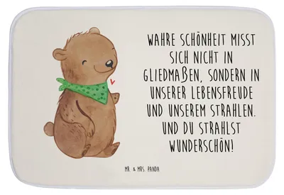 Produktbild von Mr. & Mrs. Panda Badteppich Bär Dysmelie - Weiß - Geschenk, Badematte, Badezimmerteppich, duschmatte, Badvorleger, Duschvorleger