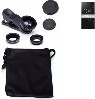 Produktbild von K-S-Trade Smartphone Kamera Linsen Set Kompatibel mit Sony Xperia XZ1 3in1 Clip-On Kamera Adapter Macro Weitwinkel FishEye Fischauge Objektiv Linse