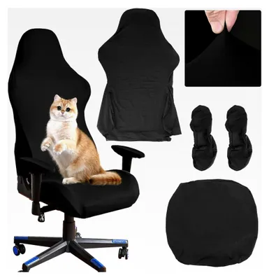 Produktbild von 3 Stück Bezug für Gaming-Stühle, Drehstuhlbezüge, Hussen für Stühle, Bezüge für Gamingstühle, Rückenbezüge für Stühle, Bezug für Schreibtischstühle, abnehmbare und waschbare Stuhlhussen mit Armlehnen