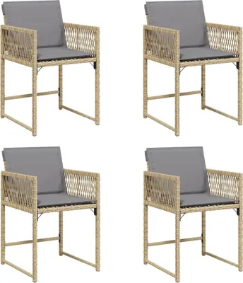 Produktbild von vidaXL Gartenstühle mit Kissen 4 Stk. Beigemischung Poly Rattan