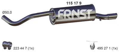 Produktbild von ERNST 115179 Endschalldämpfer für VW Polo Schrägheck (6R1, 6C1) Auspuff
