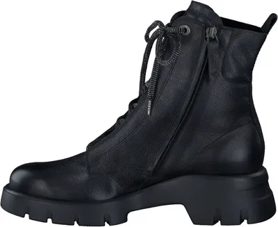 A black leather boot shown from the side against a white background.