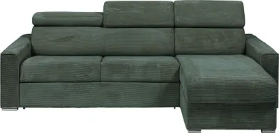 Produktbild von Doppelseitiges Eckschlafsofa express in grünem Cordura - Schlafbereich mit 140 cm breiten Latten - 22 cm Matratze - VIZIR