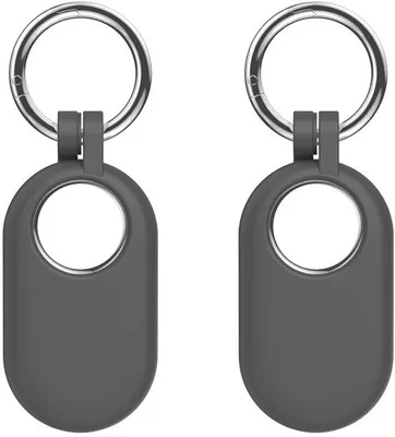 Image de Porte-clés compatible avec le Samsung SmartTag 2 - En silicone - Lot de 2 - Gris - CHPN