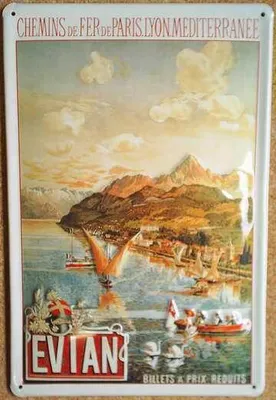 Produktbild von Blechschild Evian Mineralwasser Frankreich Wasser Strand Retro Schild Werbeschild