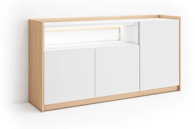 Produktbild von Sideboard Holzeffekt weiß und eiche 156x37x80cm mit Led