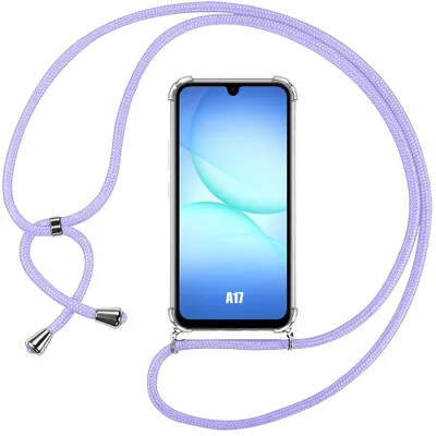 Image de Coque pour Samsung Galaxy A17 4G/5G, Antichoc Protection Renforcée Transparente avec Cordon Violet