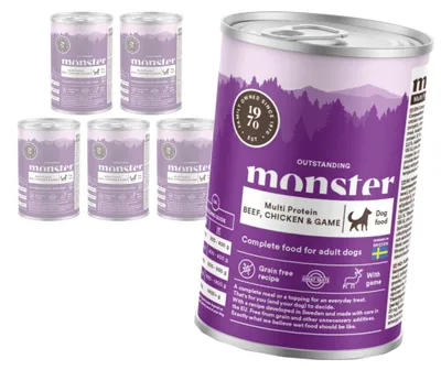 Produktbild von Monster Dog Multi Protein 6x400g Alleinfuttermittel Für Erwachsene Hunde Mit Rind, Huhn Und Wild
