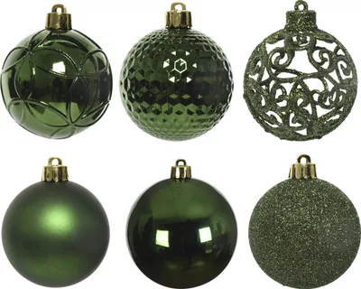 Produktbild von Weihnachtskugeln Kunststoff Ornamente 6cm 37er Set - Piniengrün