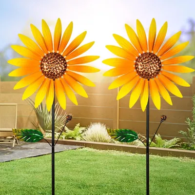 Image de Elzusha - Ensemble de 2 moulins à vent en forme de tournesol pour le jardin