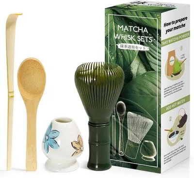 Obrázek produktu pro Matcha sada pro čajový obřad - 4dílná sada - bambus - lesklá bílá
